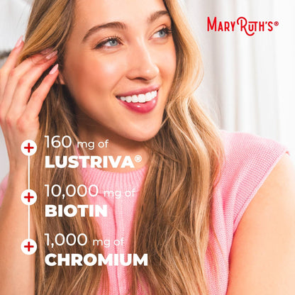 MARYRUTH'S Liquid Multivitamin+Hair Growth | Clinically Tested for Thicker Hair & Facial Wrinkles in Women | Biotin 10000mcg | Lustriva Hair Growth Supplement | Skin Care | Age 18+ | 30 Fl Oz