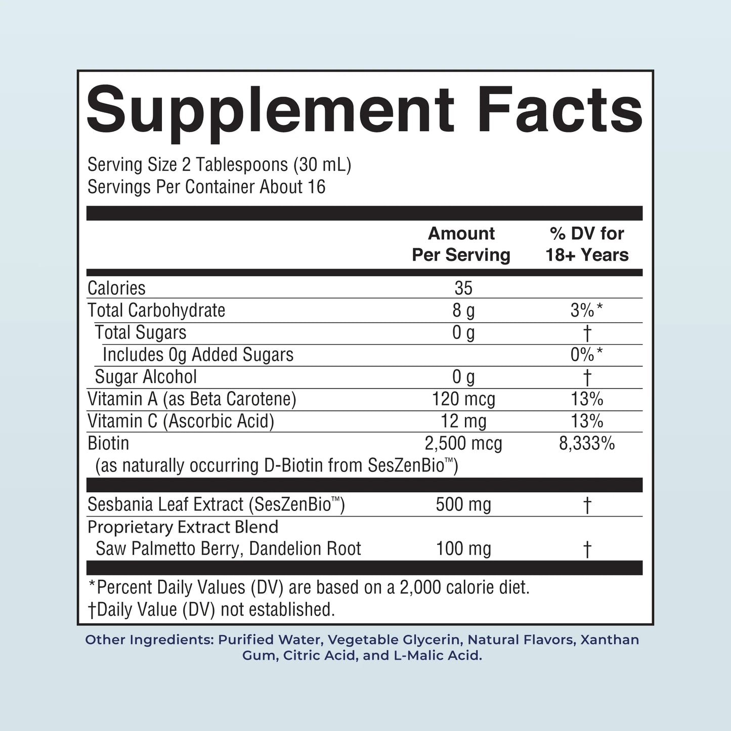 MARYRUTH'S Daily Liquid Hair Formula | With 500 mg SesZenBio™ + 2,500 mcg Biotin | Vitamin C | Thicker, Stronger Hair for Women | Hair, Skin, & Nail Health | Collagen Production | 16 Fl Oz