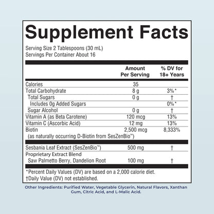 MARYRUTH'S Daily Liquid Hair Formula | With 500 mg SesZenBio™ + 2,500 mcg Biotin | Vitamin C | Thicker, Stronger Hair for Women | Hair, Skin, & Nail Health | Collagen Production | 16 Fl Oz